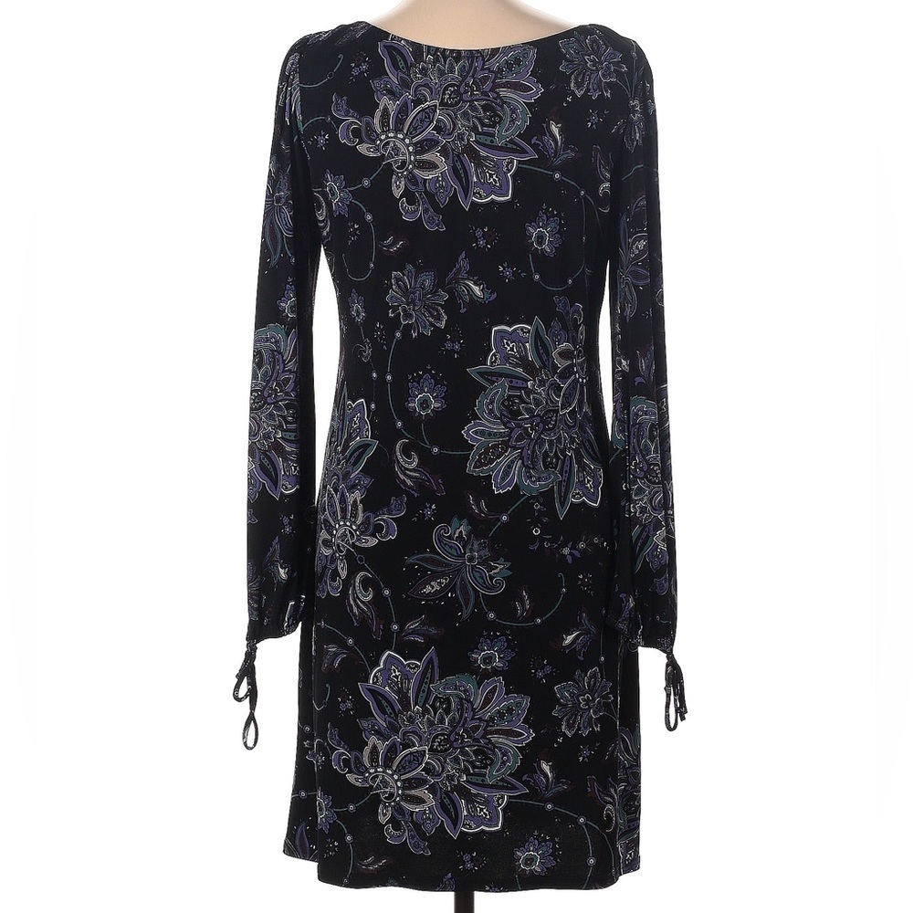 Western Paisley Long Sleeve Lace Up Mini Dress - Picture 3 of 12